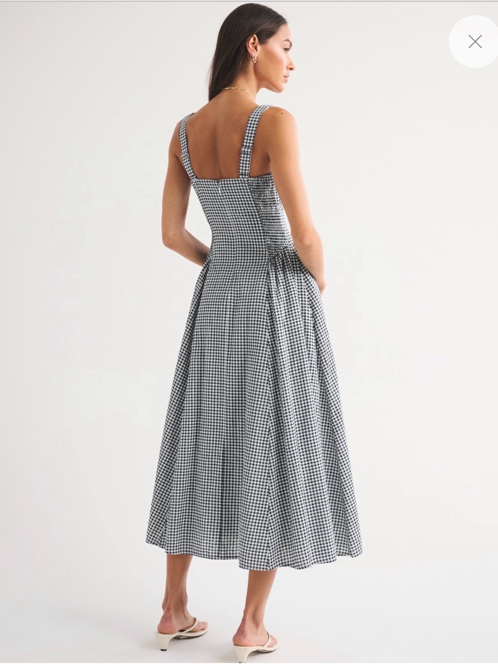 Abercrombie & Fitch Black and White Gingham Midi Dress - Picture 4 of 7